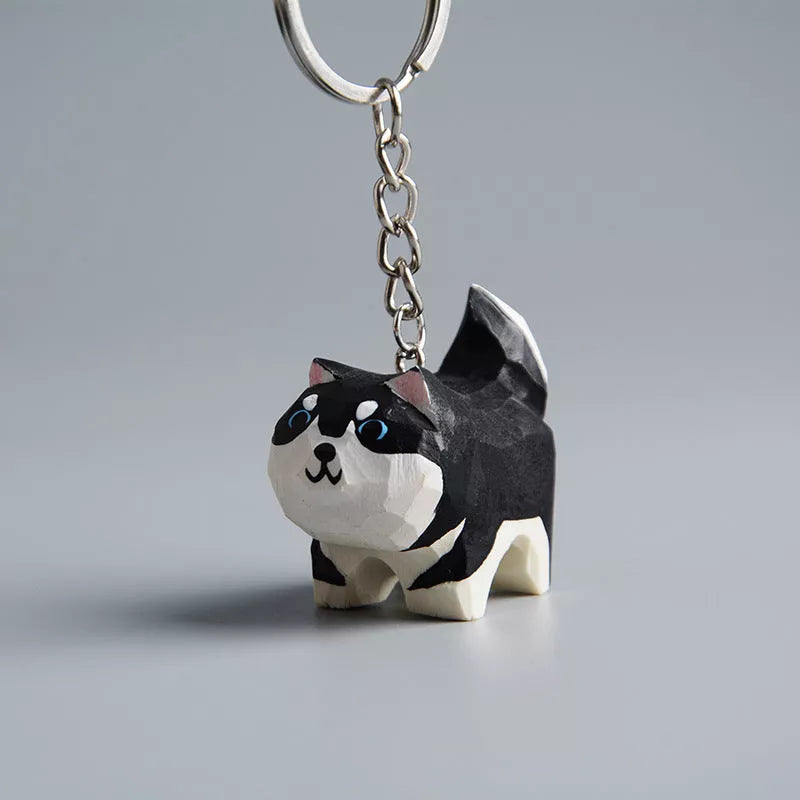 Handmade wooden cat trinkets in gray and orange, perfect for decor or gifts