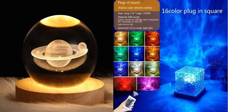 Mesmerizing water wave ambient LED table lamp with remote control, creating a serene and calming atmosphere in any room