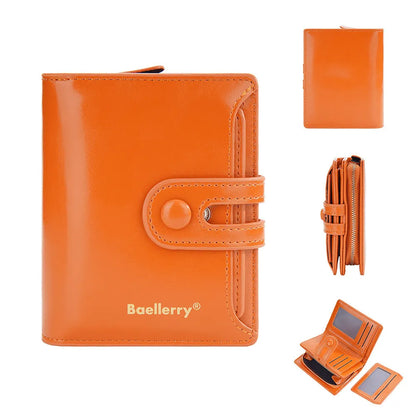 Women's PU leather card holder wallet in multiple colours showing compact design with card slots