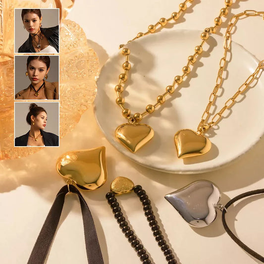 Gold plated stainless steel love heart necklace with hypo-allergenic and water-resistant features