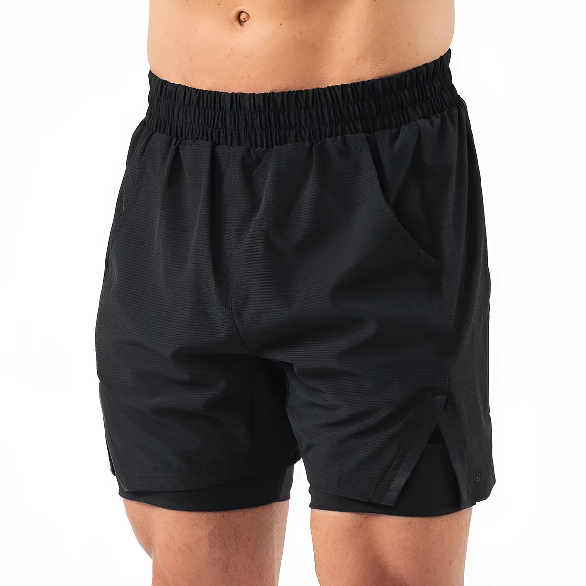 Men's quick-drying small plaid sports shorts in mid waist design available in six colours