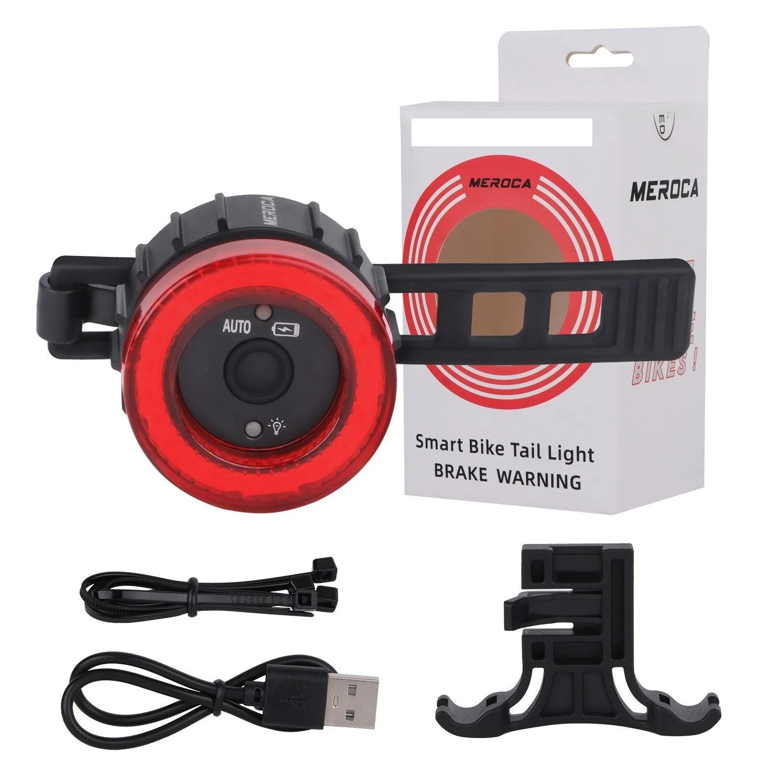 Black intelligent induction brake taillight for bicycles with seat tube bracket