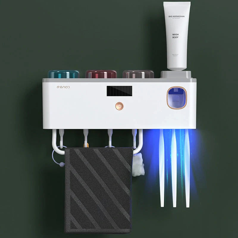 Multifunctional UV Germicidal Toothbrush Rack with magnetic cup and USB power