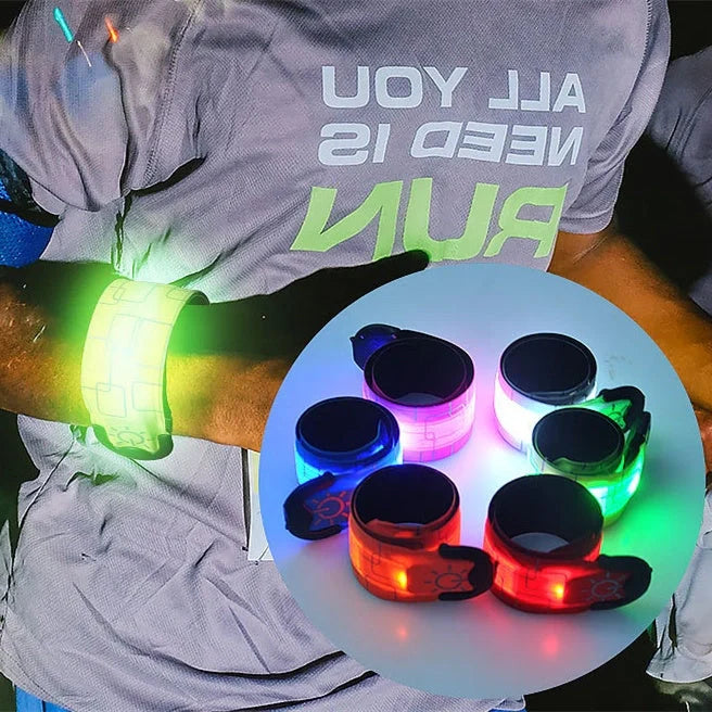 Rechargeable Nylon LED Sports Bracelet in multiple colors for night safety