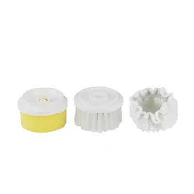 White Magic Brush electric cleaning scrubber with three interchangeable brush heads for bathtubs and sinks