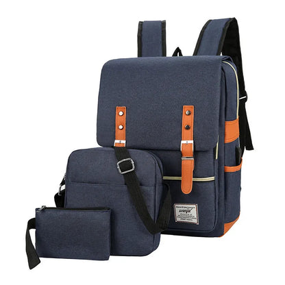 Three-piece waterproof Oxford cloth business backpack in wine red with curved shoulder straps.
