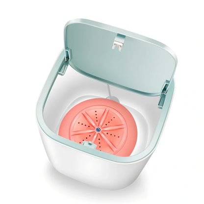 Mini turbo table washing machine in macaron blue with 17cm dimensions for washing underwear and socks