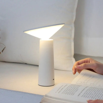 Black or white USB LED table lamp with touch sensor, flip head, and adjustable lighting for reading