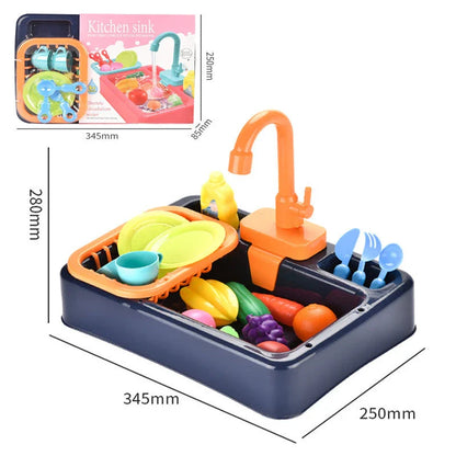 Delightful children's kitchen playset with realistic dishwashing features, including a sink, water pump, and various play accessories.