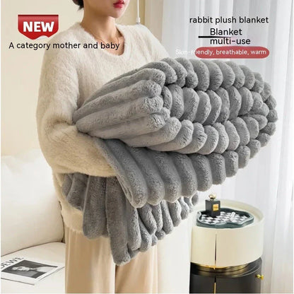Luxurious Bubble Faux Rabbit Fur Blanket in various colors and sizes, providing cozy and warm comfort