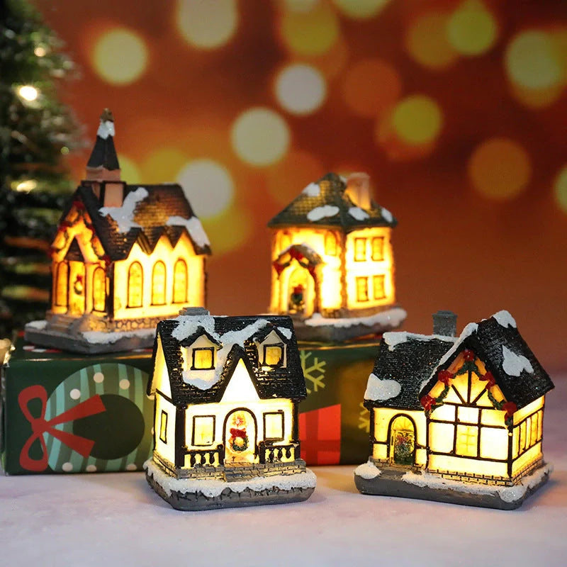 Christmas Micro Landscape Resin House Ornament with detailed festive design
