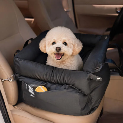 Green waterproof dog car nest with a removable cover, shown placed in a vehicle boot.