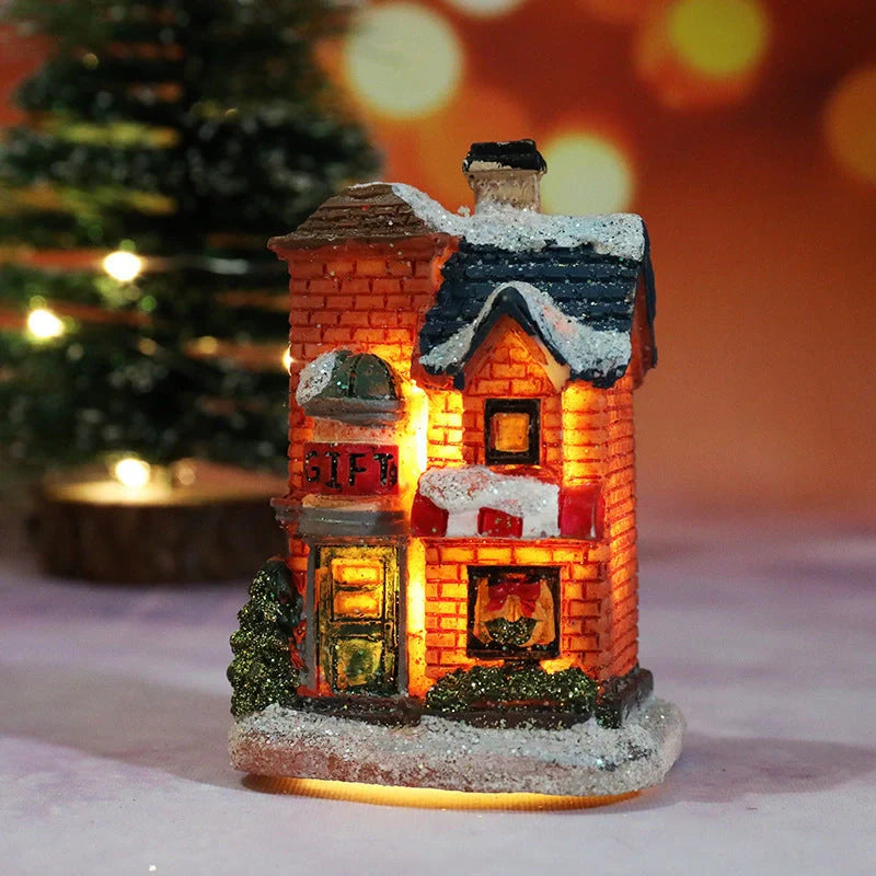 Christmas Micro Landscape Resin House Ornament with detailed festive design