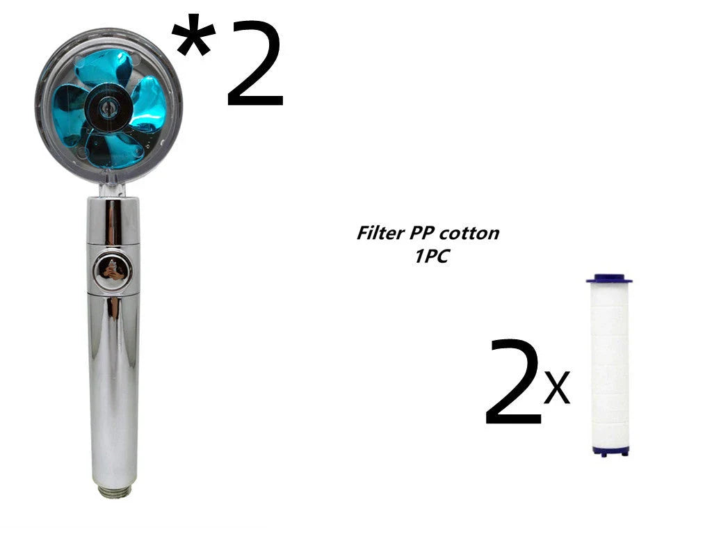 High-Pressure Handheld Shower Head with Turbo Propeller and Cotton Filter for Luxurious Spa-Like Shower Experience