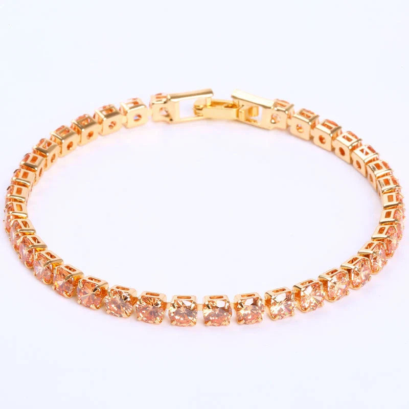 Cubic Zirconia Tennis Bracelet with AAA+ crystals on a copper box chain