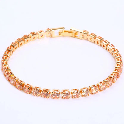Cubic Zirconia Tennis Bracelet with AAA+ crystals on a copper box chain
