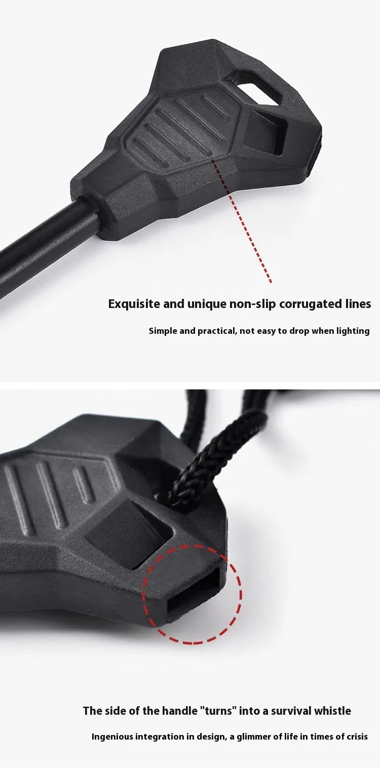 Black outdoor camping flint with magnesium alloy rod and stainless steel multifunctional scraper tool