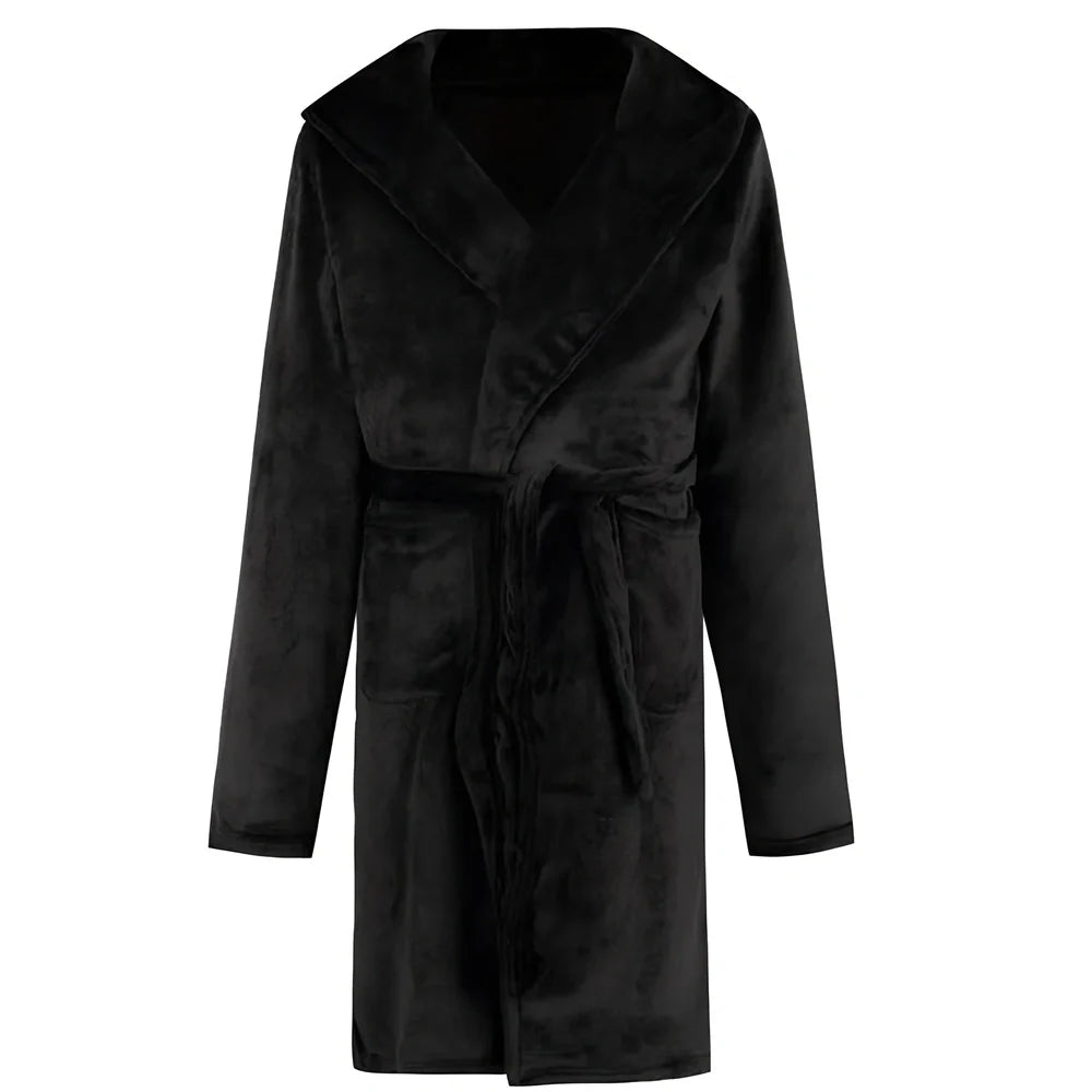 Nylon hooded bathrobe with velvet lining in multiple colours and sizes with belt closure