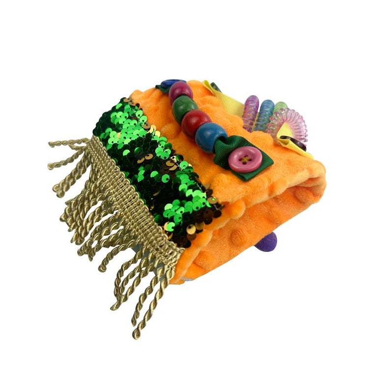 Alzheimer's sensory toy pillowcase measuring 12x27cm with polyester yarn tactile surface