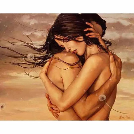 Digital Oil Painting DIY Kit for creating a frameless character couple on linen canvas