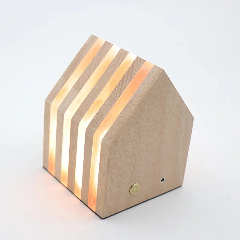 Wooden night light with pastoral design, providing soft, cozy illumination in a bedroom or living room
