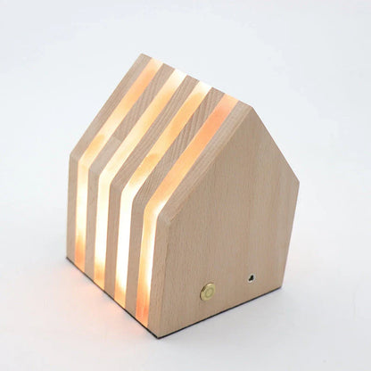 Wooden night light with pastoral design, providing soft, cozy illumination in a bedroom or living room