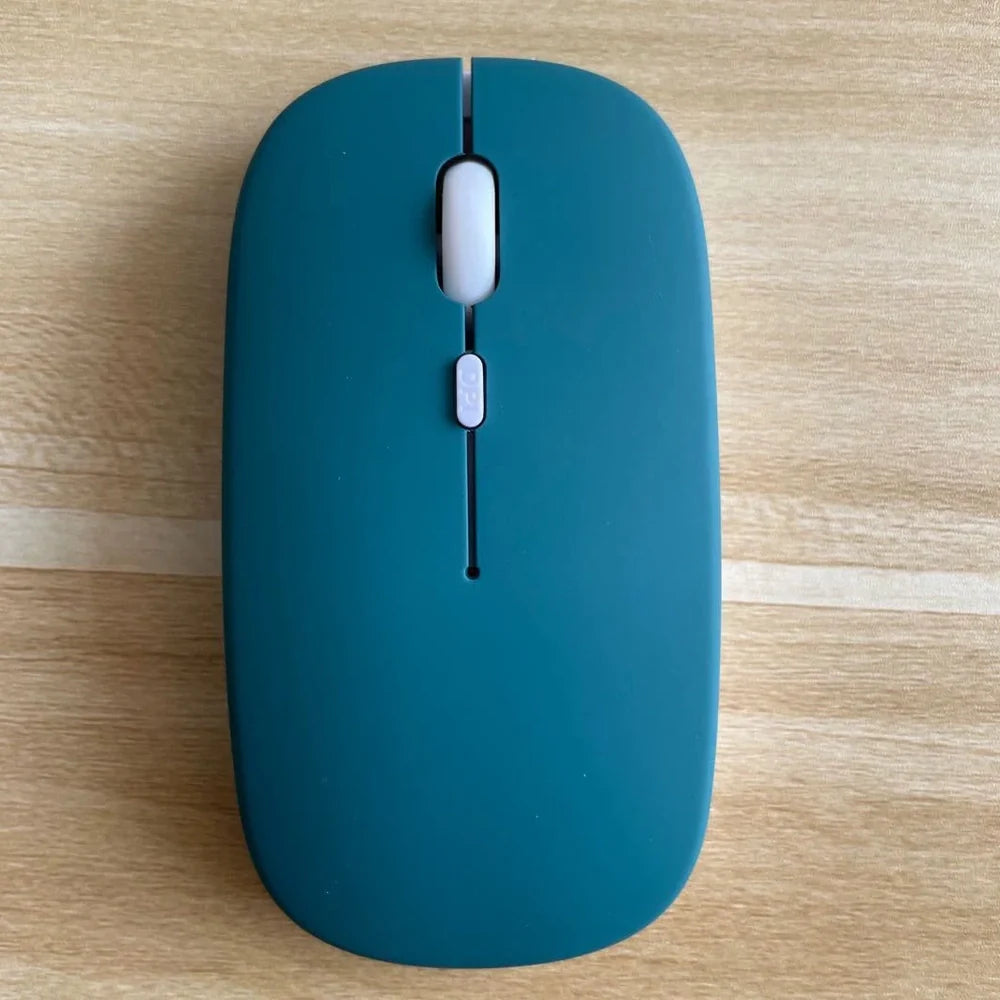 Dual-mode black wireless mouse with 1000dpi sensor, 5m range, and USB receiver for laptops