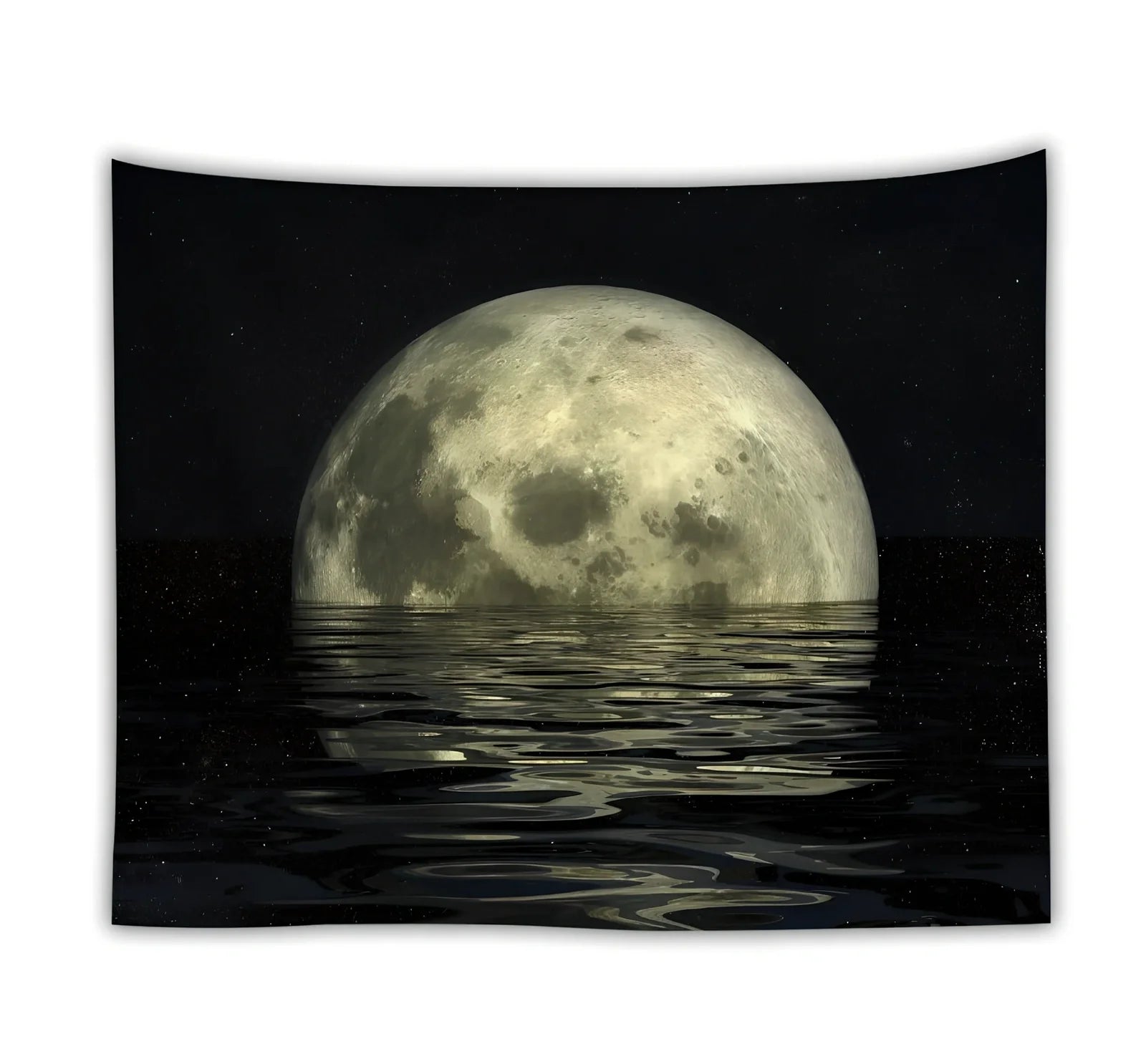 Ocean moon nature tapestry wall hanging in polyester, 150x200cm size with digital print for dorm decor