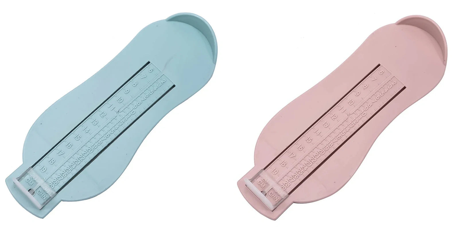 Blue children's foot measuring ruler with 0-20cm scale on ABS plastic 22.7x9x2.5cm