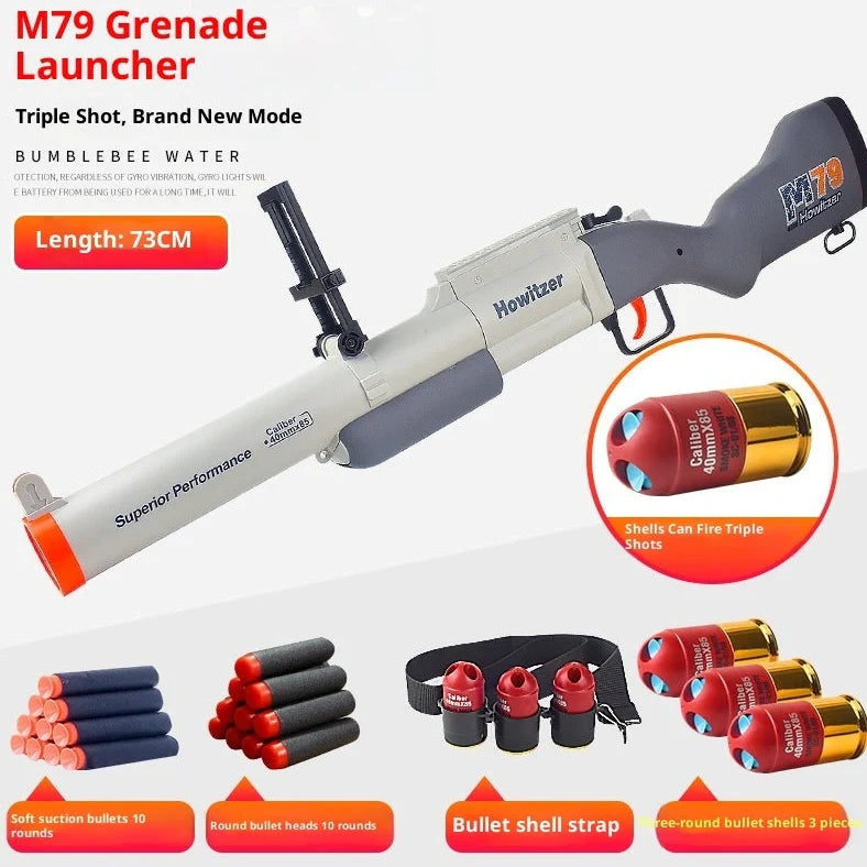 Three-piece golden ring howitzer children's toy soft bullet gun with bullets and accessories