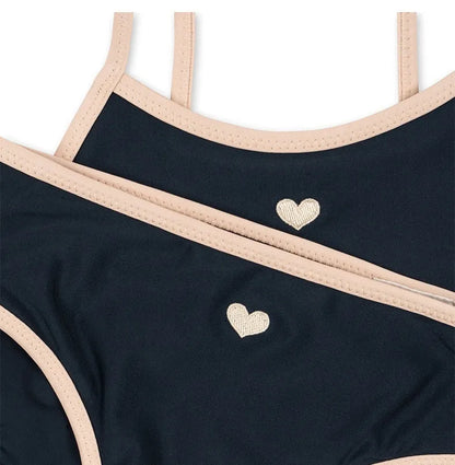 Dark blue split colour baby girls' polyester swim briefs with high elasticity for ages 1-6 years