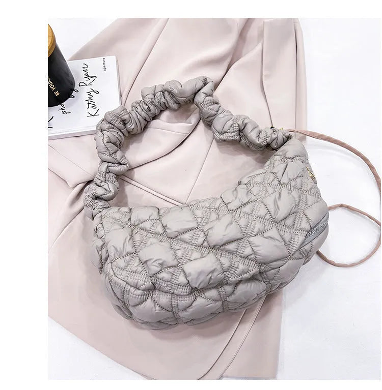 Women's Cloud Underarm Bag in nylon with 35cm width, 20cm height, and 120cm strap in a solid colour option