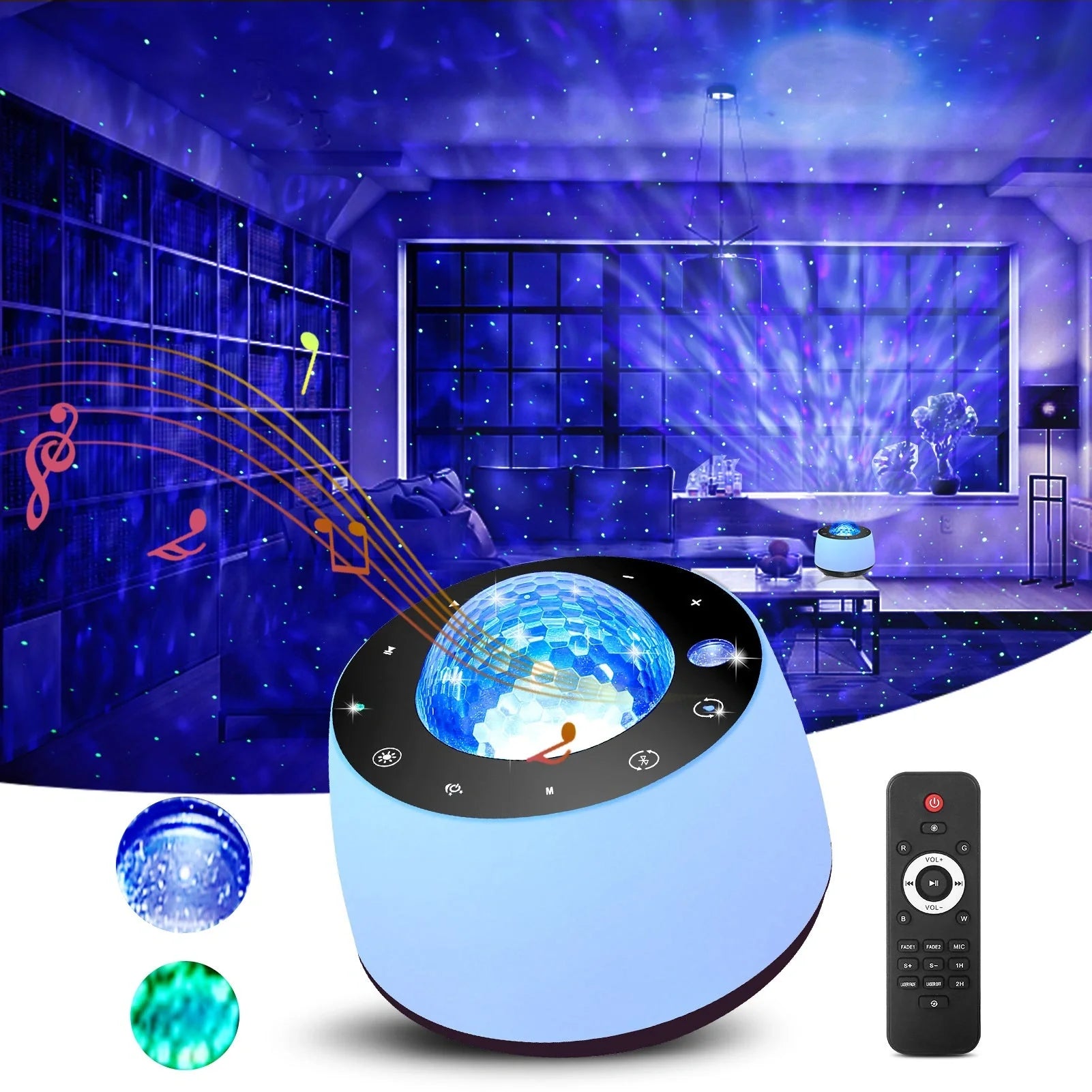 Starry Sky Water Pattern Projection Light projecting vibrant colors and patterns in a dark room