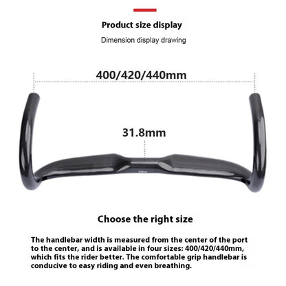 Carbon fibre road bike drop handlebar in black grey silver with width options 400mm 420mm 440mm