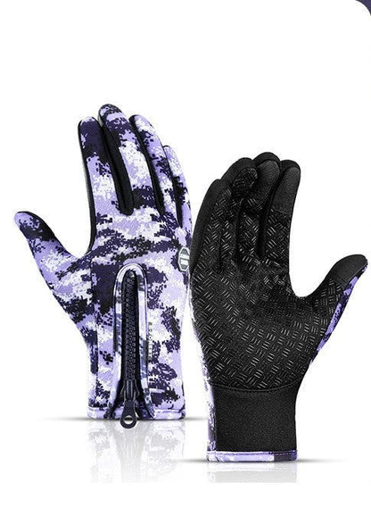Premium touchscreen motorcycle winter gloves with fleece lining, available in multiple colors and sizes