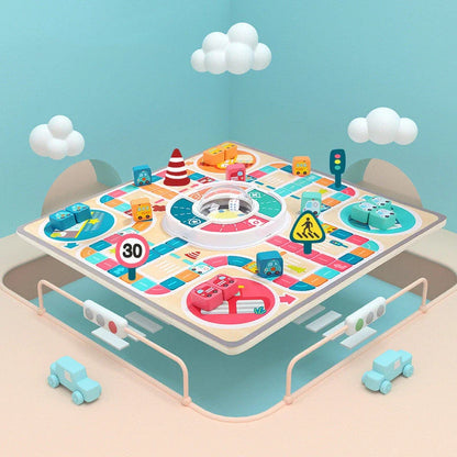 Wooden flying chess game for kids, educational board game teaching traffic rules