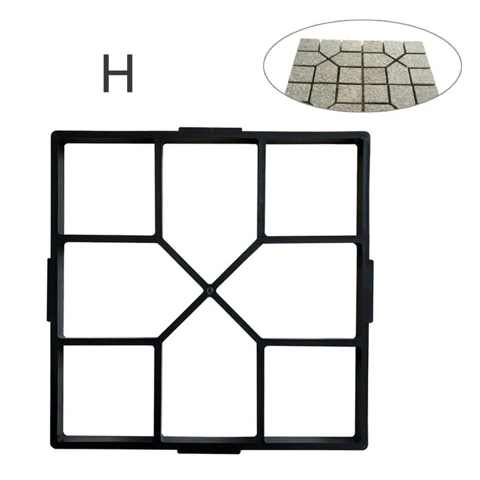 Black plastic goose pattern concrete mould measuring 42x43cm for garden pathways