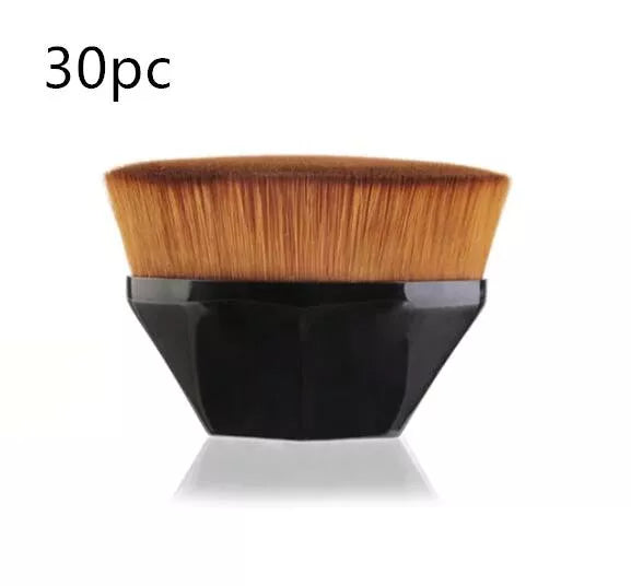 Professional foundation brush kit for BB cream and loose powder application in black, white, and pink