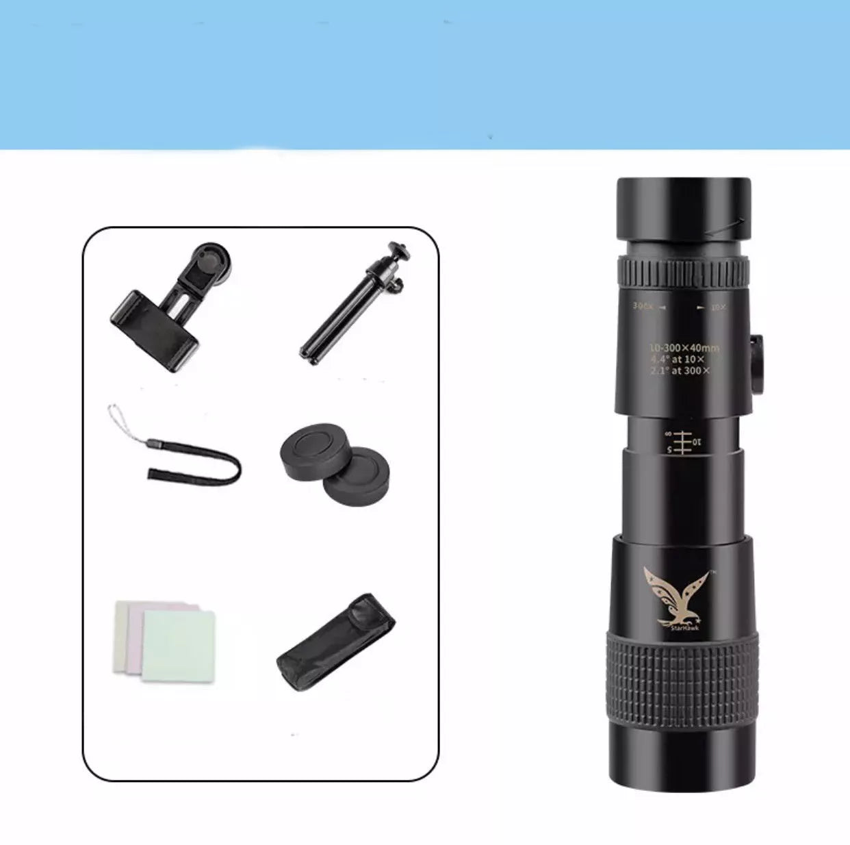 Telescopic Monocular HD Telescope with 10x300 magnification, waterproof and shockproof design