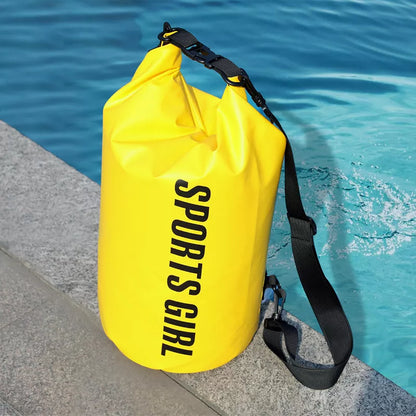 Yellow floating waterproof dry bag with dry and wet separation design, 15L capacity