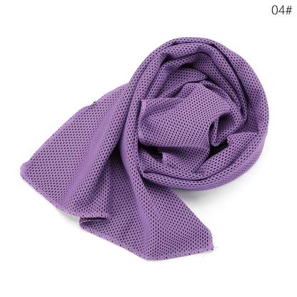 Microfiber cooling towel in blue, 30x90 cm size, for instant chill during gym and running with UPF 50 protection