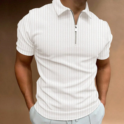 Men's striped zipper short sleeve t-shirt in various colors