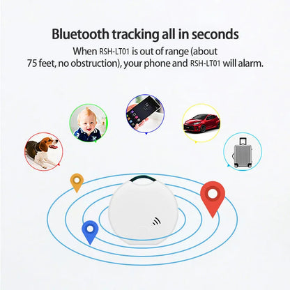 White plastic Bluetooth pet tracker 40x40x10mm anti-lost tag for dog or cat collar attachment