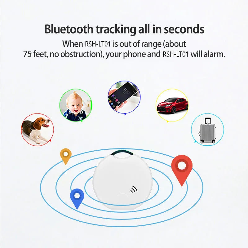 Bluetooth Pet Tracker Anti-Lost Location Device 40x40x10mm Plastic White Dog Cat Collar Attachment Neutral Smart Tag for Small Animals Daily Use