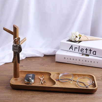 Solid wood watch storage tray with easy disassembly design in brown
