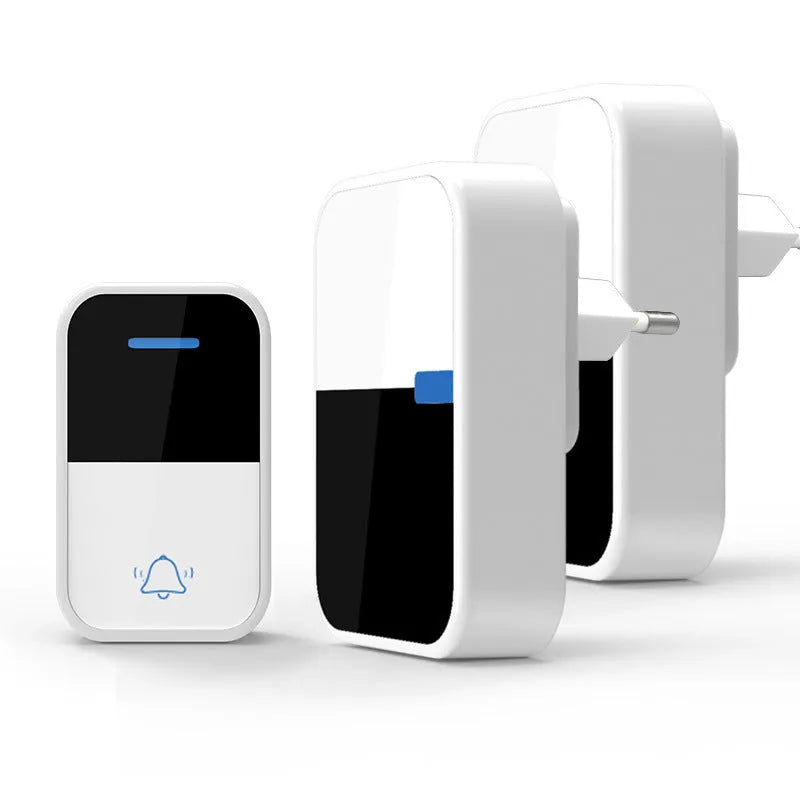 White plastic wireless doorbell receiver and beeper with self-generating power, 150m range