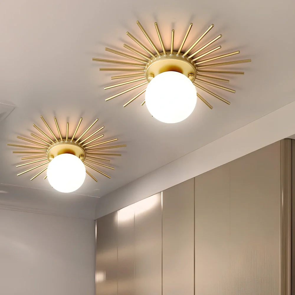 Iron corridor balcony ceiling lamp with abnormal-shaped shade in 25cm and 35cm sizes