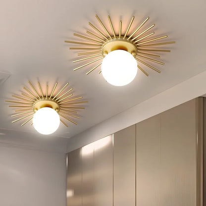 Iron corridor balcony ceiling lamp with abnormal-shaped shade in 25cm and 35cm sizes