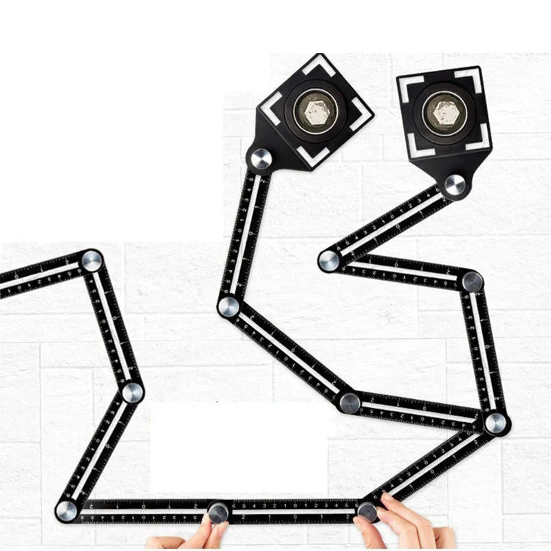 Aluminum alloy six-folding multi-angle measuring ruler for precise tile and flooring projects