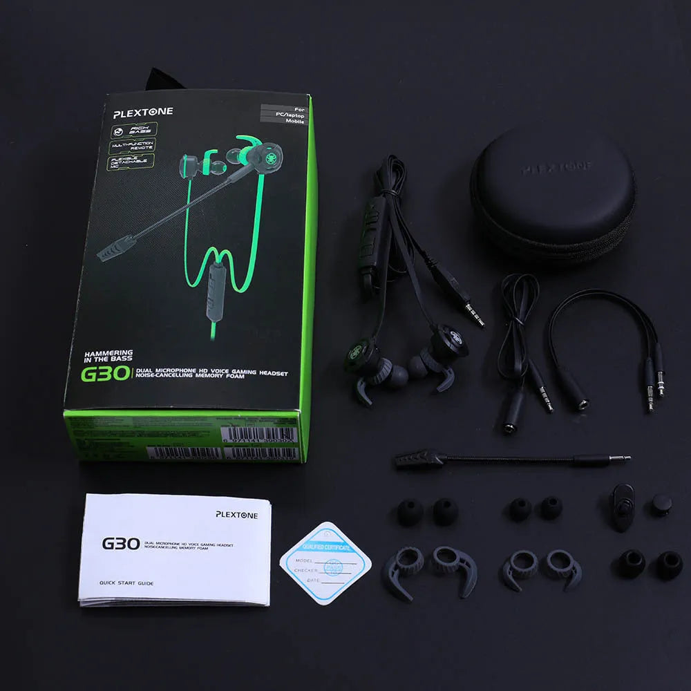 Shuangmai black green red wired in-ear gaming headset for computer with 1.5cm cable